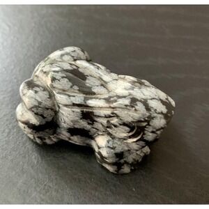Natural Snowflake Obsidian Frog Figurines Decorative Collectible